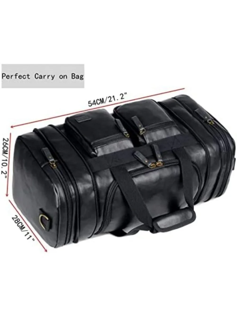 Vegan Leather Weekender Duffel Bag - Stylish Travel Carry-On for Men & Women
